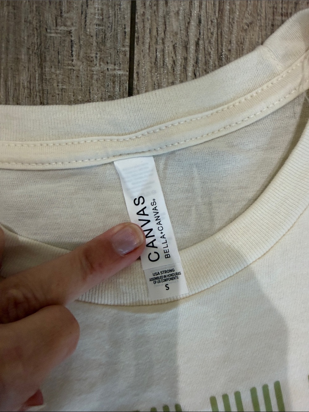 Bella Canvas White Tee with Green and Orange Stripe 'LUCKY' Graphic - Picture 3 of 3